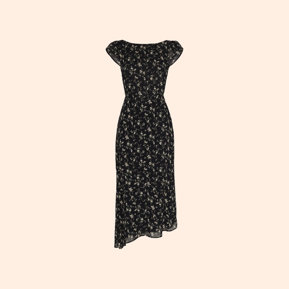 Reformation Black Floral Midi Dress